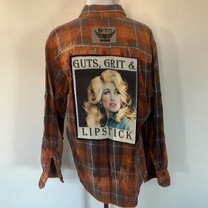 COPY - GYPSY DREAMS orange and gray flannel shirt